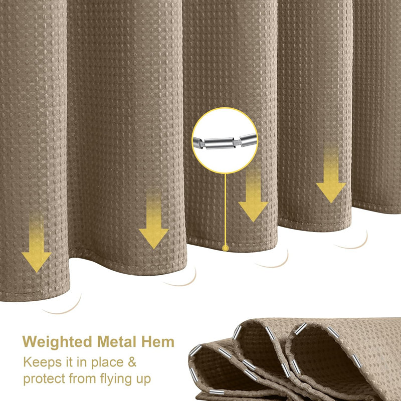 Rideau de douche Waffle Weave, H 72 po x l 72 po, Kaki