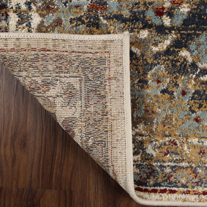 Collymore Traditional Floral Medallion 100% Polypropylene Indoor Area Rug with Jute Backing, Rectangle 8' x 10'