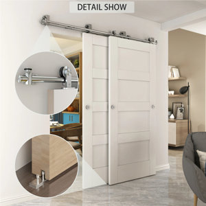 6.6FT 304 Stainless Steel Heavy Duty Barn Door Hardware Track Kit with Soft Close Top Mount