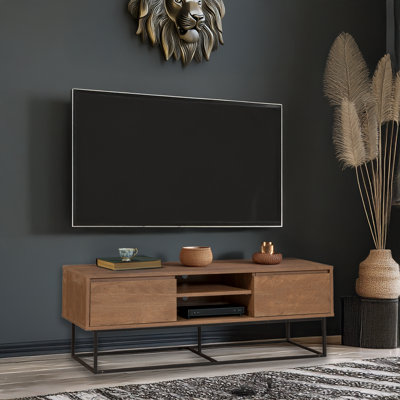 Meuble télé à 2 tiroirs avec cadre en métal pour téléviseur de 60 po ou moins