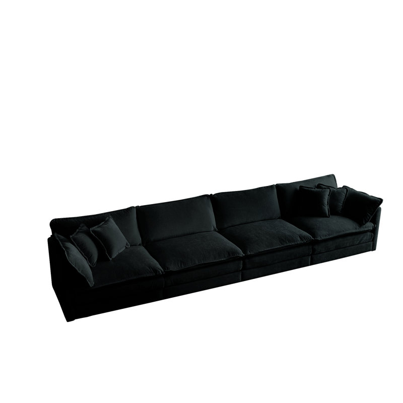 Canapé modulaire 4 places en chenille haute: luxe et confort: modulaire et pratique