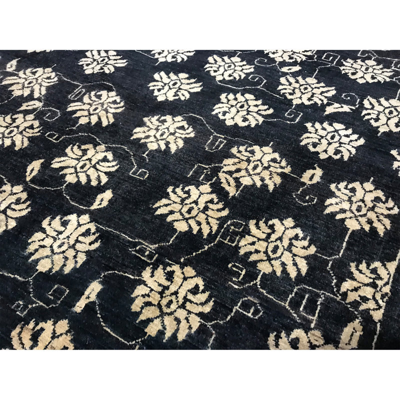 Hand-Knotted High-Quality Black Area Rug