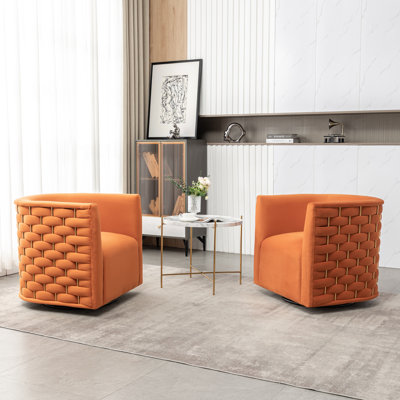 Occie Velvet Swivel Barrel Chair