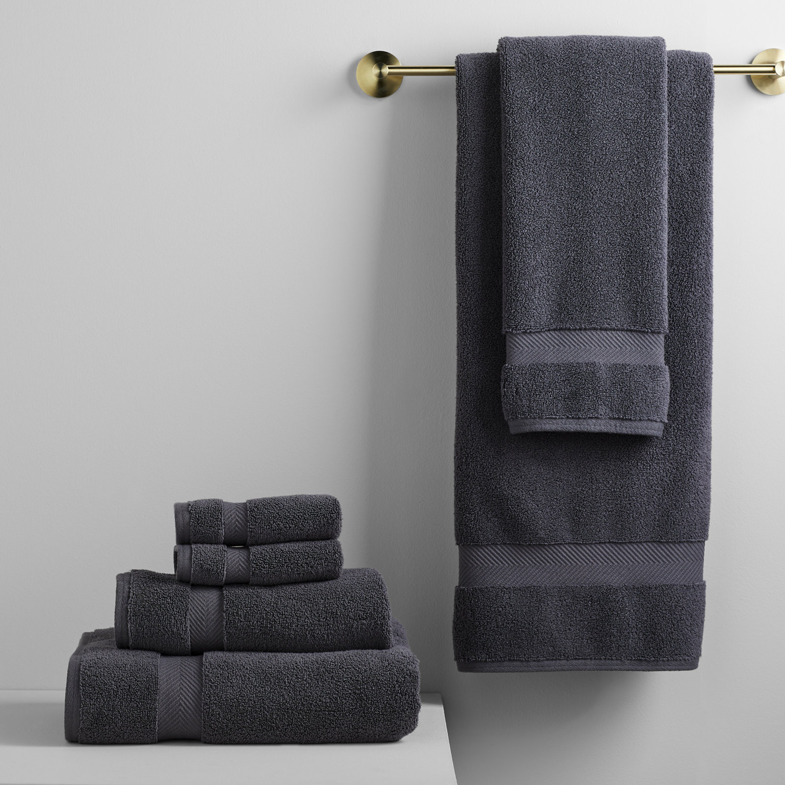 Rane Plush Cotton 6-piece Towel Set, Charcoal