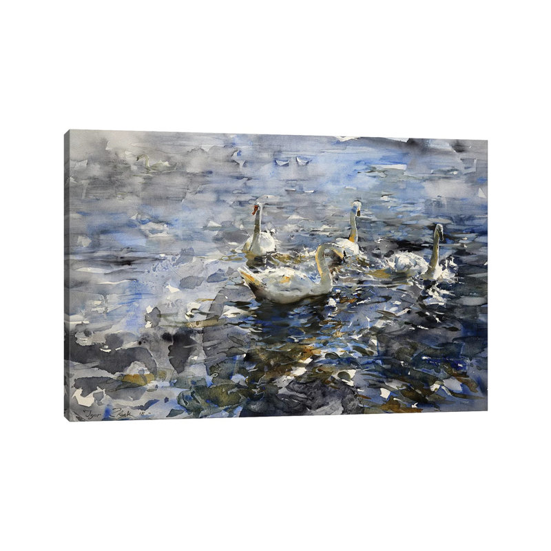 "Le lac des cygnes" par Ihor Juk - reproduction d'art sur toile tendue, H 8 po x l 12 po x P 0,75 po