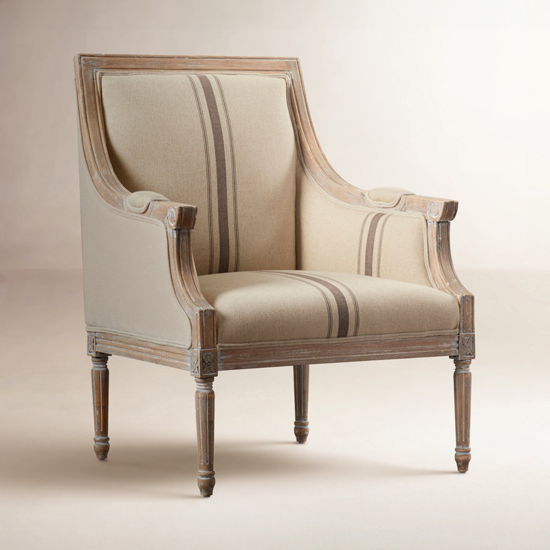 Rowena Upholstered Armchair, Tan Striped