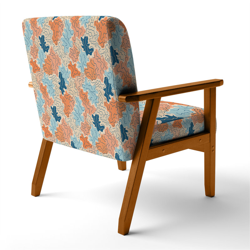 Chaise rembourrée en velours Abstract, Accoudoirs carrés bruns