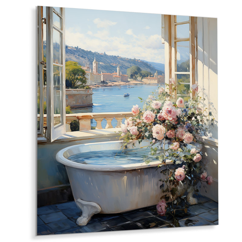Salle de bain française - Décoration murale florale en métal, H 40 po x l 30 po