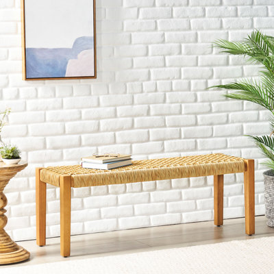 Outdoor Wood Bench With Faux Seat, Brown Color, 16.18 In. High X 42.57 Wide 15.3 Deep Finish, by Dakota Fields