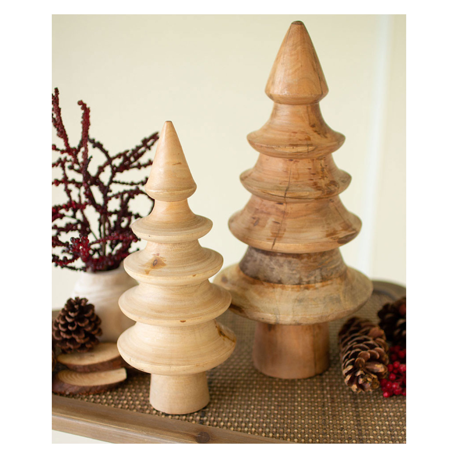 2 Piece Turned Mango Wood Christmas Trees