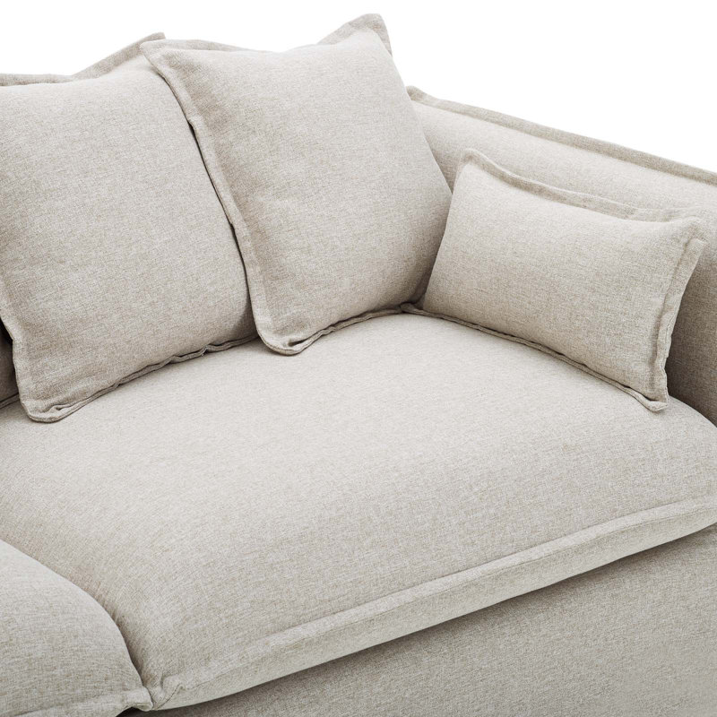 Avalon Slipcover Fabric Sofa, Beige Polyester Blend