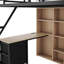 Lit mezzanine double en métal avec tablette de rangement, garde-robe d'escalier, bureau et lumières à DEL RVB