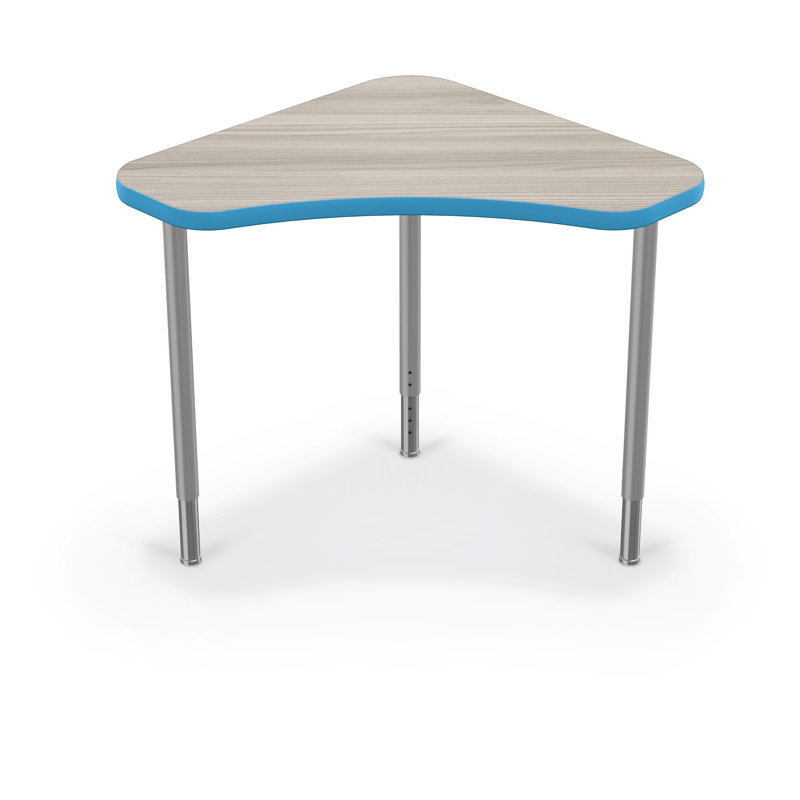 Bureau collaboratif à hauteur réglable Hierarchie, Orme gris / bord bleu