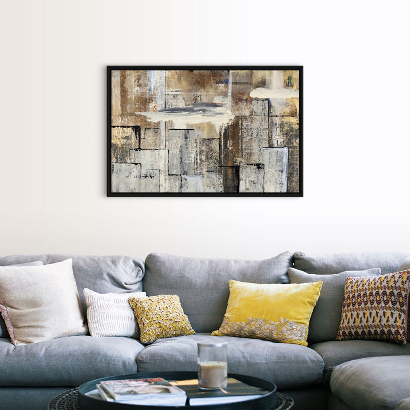 «City Workings II» par Tyson Estes, impression sur toile, Cadre flottant noir, H 34 po x l 50 po x P 1,75 po