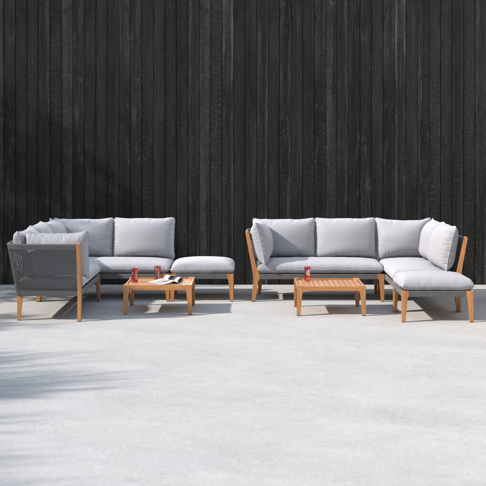 Habitat Eucalyptus 10 - Person Modular Patio Conversation Set with Cushions