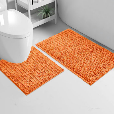 Ensemble de 2 tapis de salle de bain en chenille moelleux et moelleux