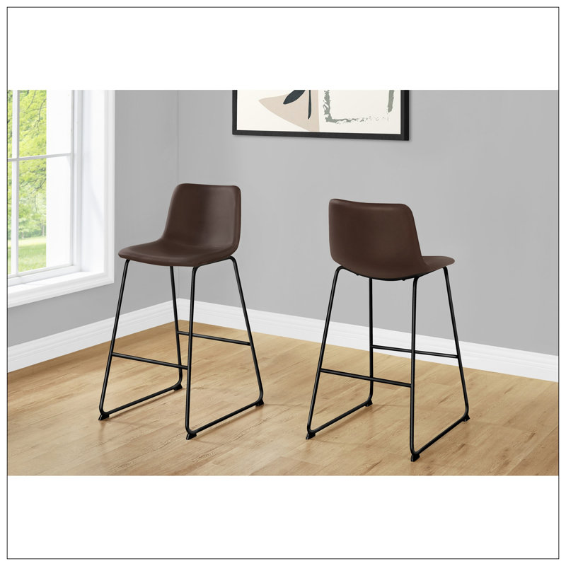 Chaise de bureau, hauteur de bar, debout, bureau d'ordinateur, bureau, aspect cuir brun, métal noir, contemporain, moderne