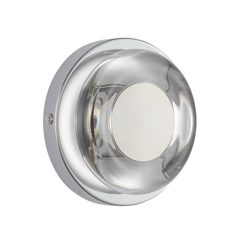 Stephord 1 - Light LED Flush Mounted Sconce, Clear, Silver, Clear Glass