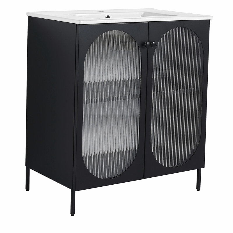 Comptoir de salle de bain vertical de 30 pouces avec lavabo en céramique