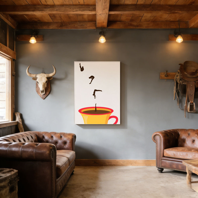 «Coffee Dive», art mural encadré en bois à l'arrière 20 po x 30 po