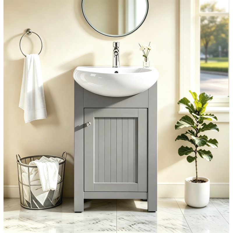 Chrystan 18'' Mini Single Bathroom Vanity with Ceramic Top