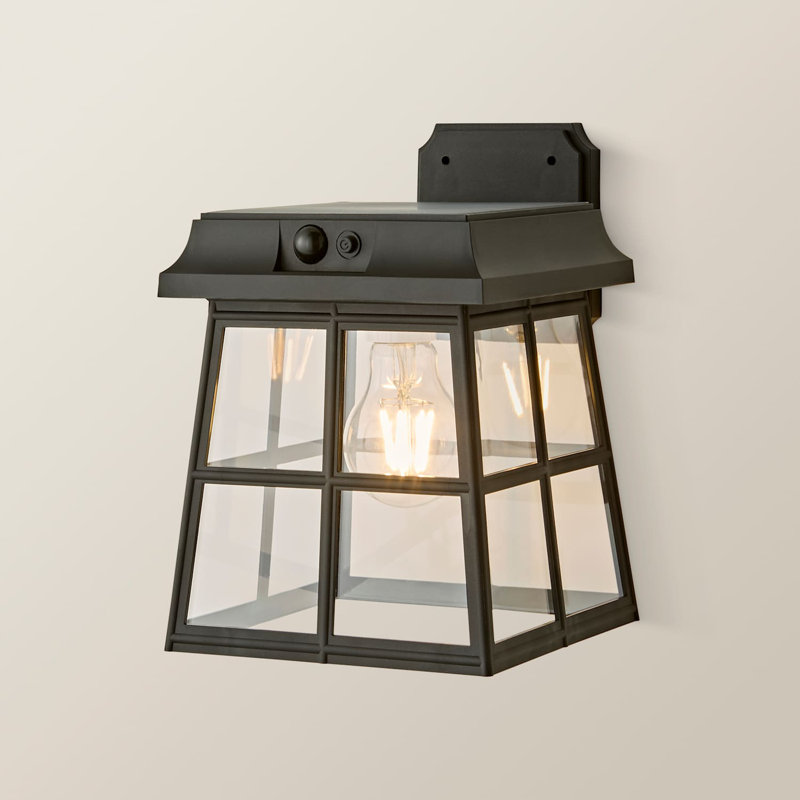 Matte Black 24cm H Solar Powered Integrated LED Outdoor Wall Lantern