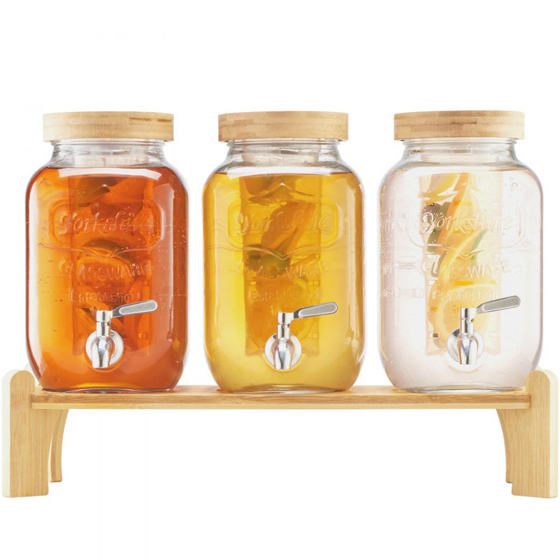 Drink Dispenser 1 Gal Beverage Dispenser for Parties Glass with Stand