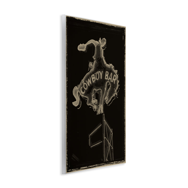 Plaque murale Cowboy Bar sur noir, design par Grotto Studios, H 19 po x l 13 po