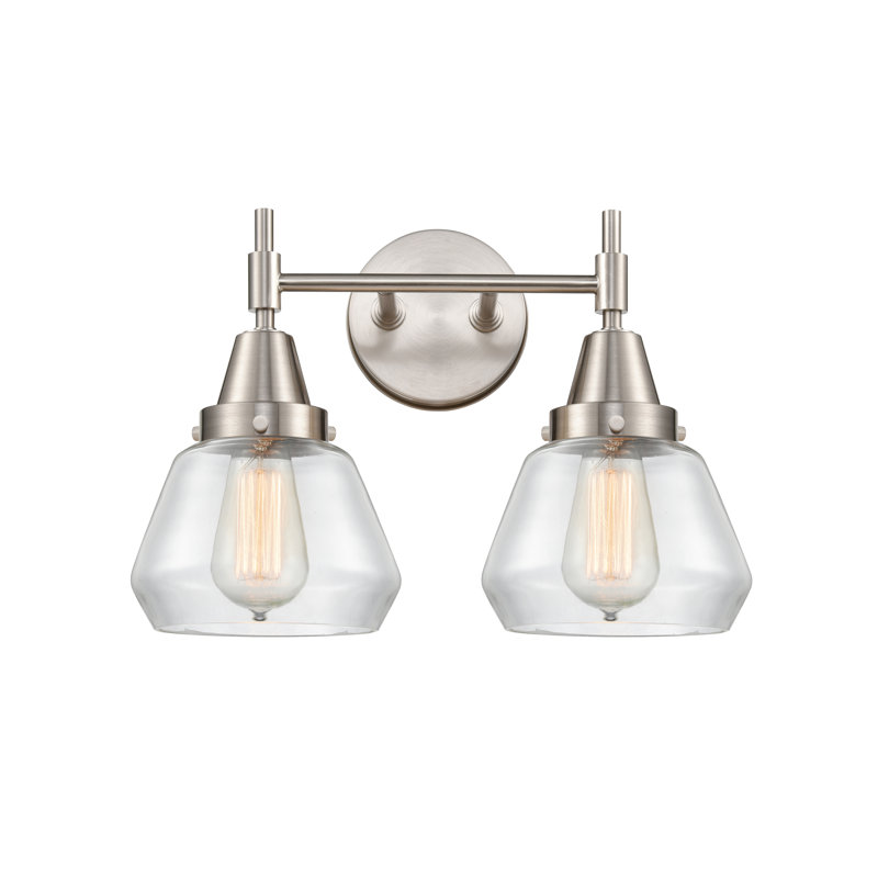 Éclairage pour meuble-lavabo à 2 lumières à intensité variable Gayle, Ampoule DEL rétro 4 watts, Transparent, Nickel satiné