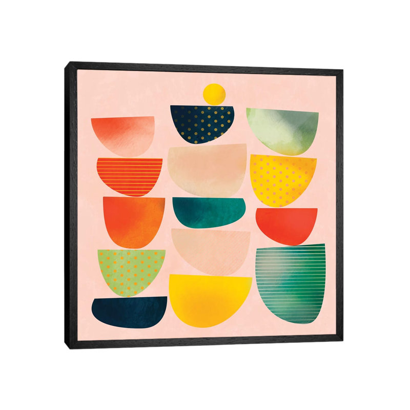 Mid Century Geometric Half Circles by Ana Rut Bré - Gallery-Wrapped Canvas Giclée on Canvas, Black Framed
