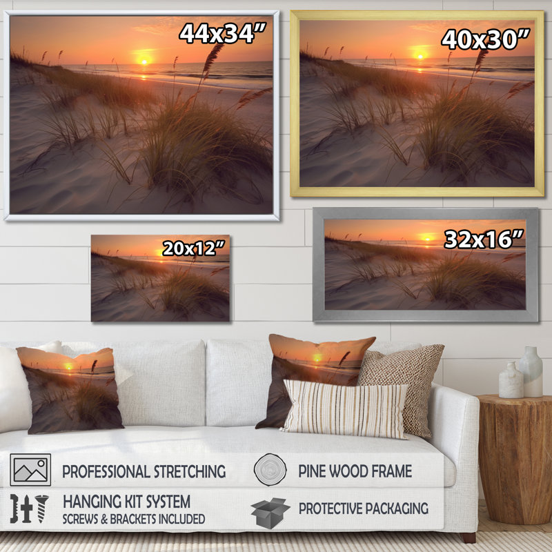 «Alabama Golden Hour At Gulf Shores IV», reproduction sur toile, Cadre photo argenté, H 16 po x l 32 po x P 1 po