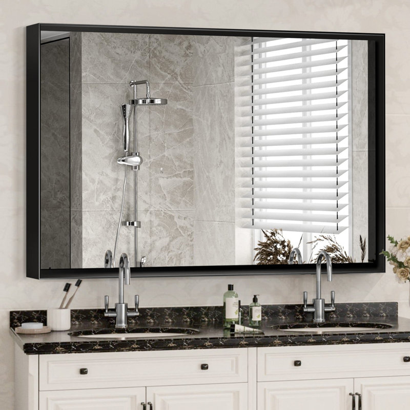Miroirs de salle de bain Modern Farmhouse, 35,8 po x 24 po, Noir