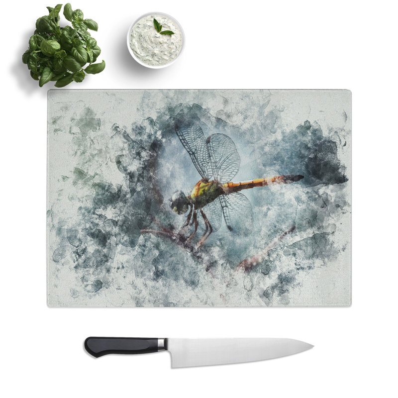 Dragonfly Vol.5 Watercolour Chopping Board, 0.4cm H x 28.5cm W x 39cm L