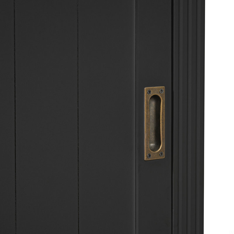 83.4"Tall Bookshelf With LED Lighting,  Bookcase With Sliding Doors And Open Shelves,Storage Bookshelf, Black
