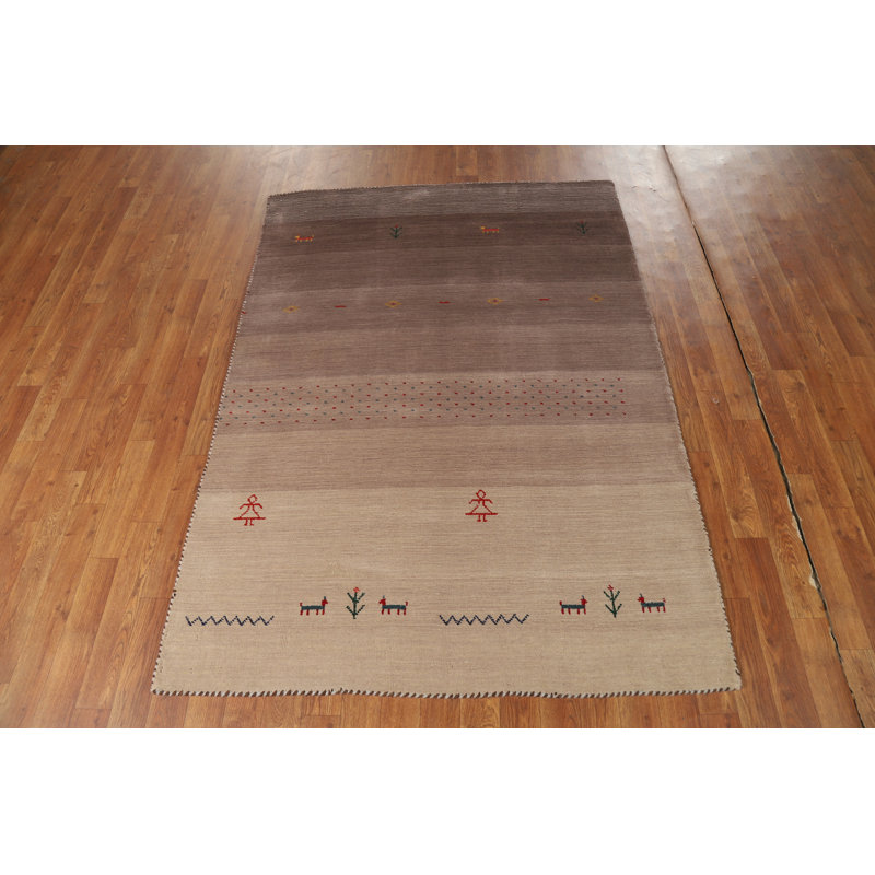 Brown Wool Tribal Gabbeh Indian Rug 4x6