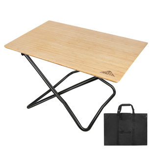 AREFFA Folding Bamboo Camping Table – Lightweight Portable Outdoor Picnic & Camp Kitchen Table with Aluminum Frame, 110 lbs Capacity