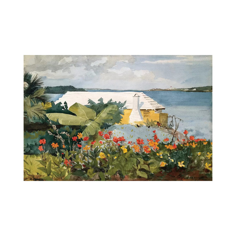 Flower Garden And Bungalow, Bermuda, 1889 by Winslow Homer - Wrapped Canvas Painting, 20.32 cm H x 30.48 cm W