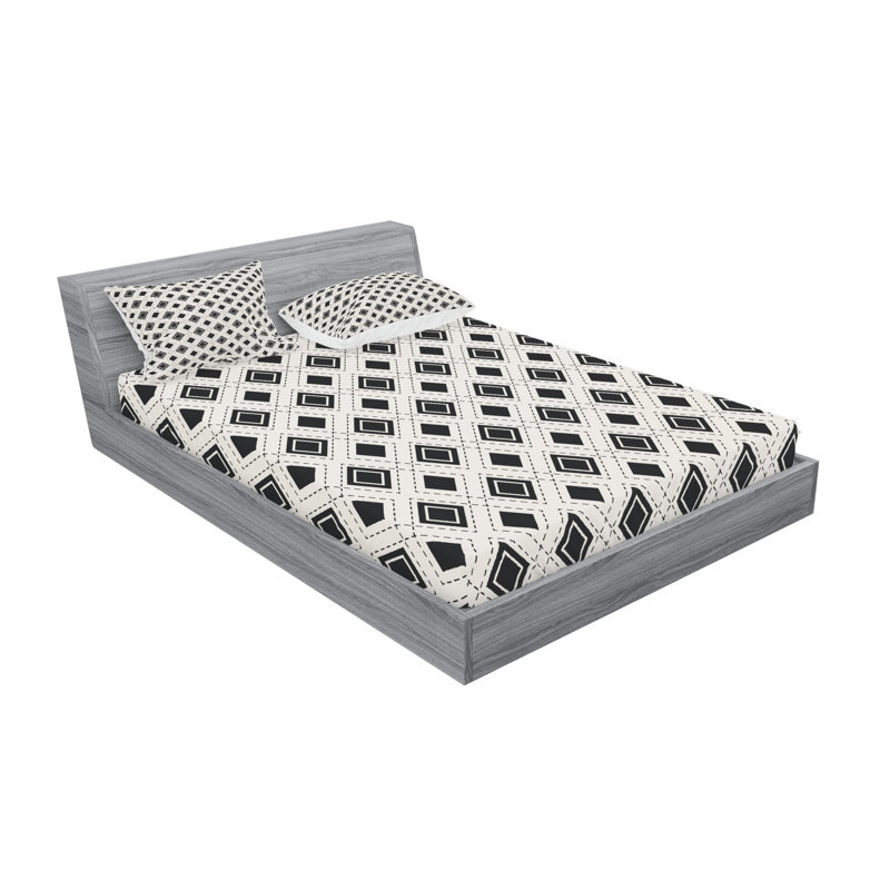 Microfiber Geometric Sheet Set, Full/Double Sheet Set with Fitted Sheet