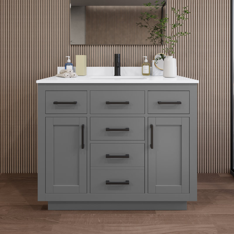 Beckett TK 42'' W Vanity, Matte Black, Single, Gray