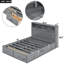 Lit plateforme en bois hydraulique avec rangement spacieux, tête de lit à DEL, support de chargement et 2 tiroirs, espace de rangement inférieur gris, conditions difficiles-118036307