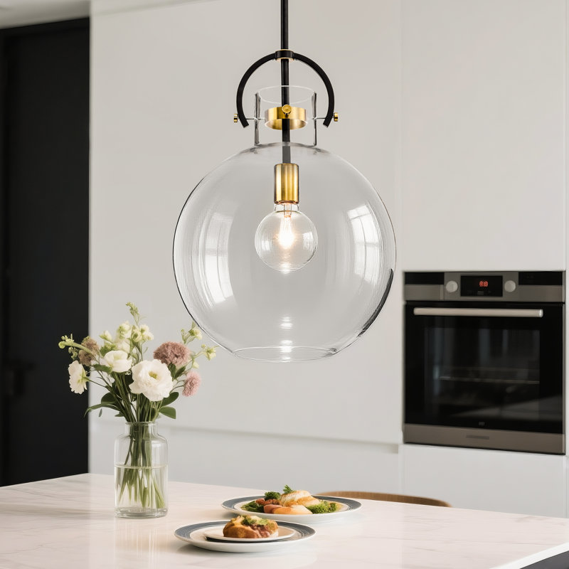 Dawson 1 - Light Single Pendant, Matte Black/Gold
