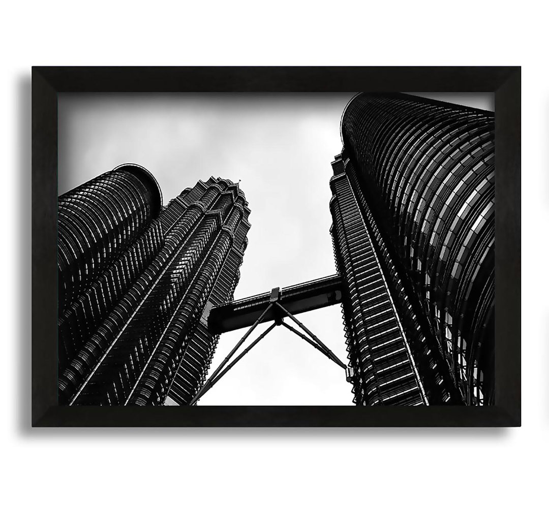 Gerahmtes Leinwandbild Petronas Towers Kuala Lumpur B N W