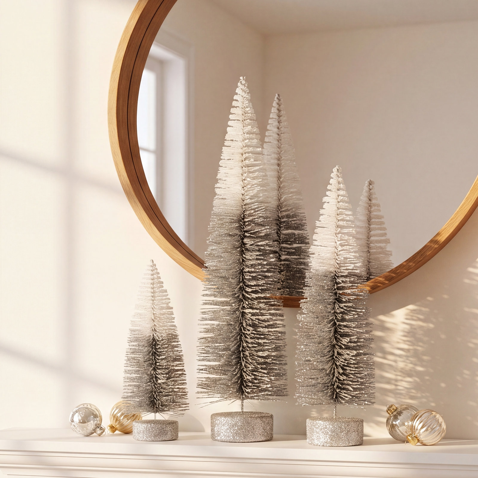 3-Piece Ombre Bottlebrush Tabletop Tree Set