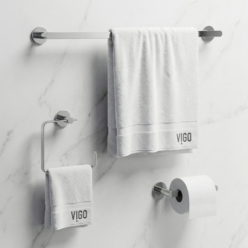 Ensemble de quincaillerie de salle de bain 3 pièces VIGO Arden avec porte-serviettes 24 po, porte-papier hygiénique et porte-serviettes