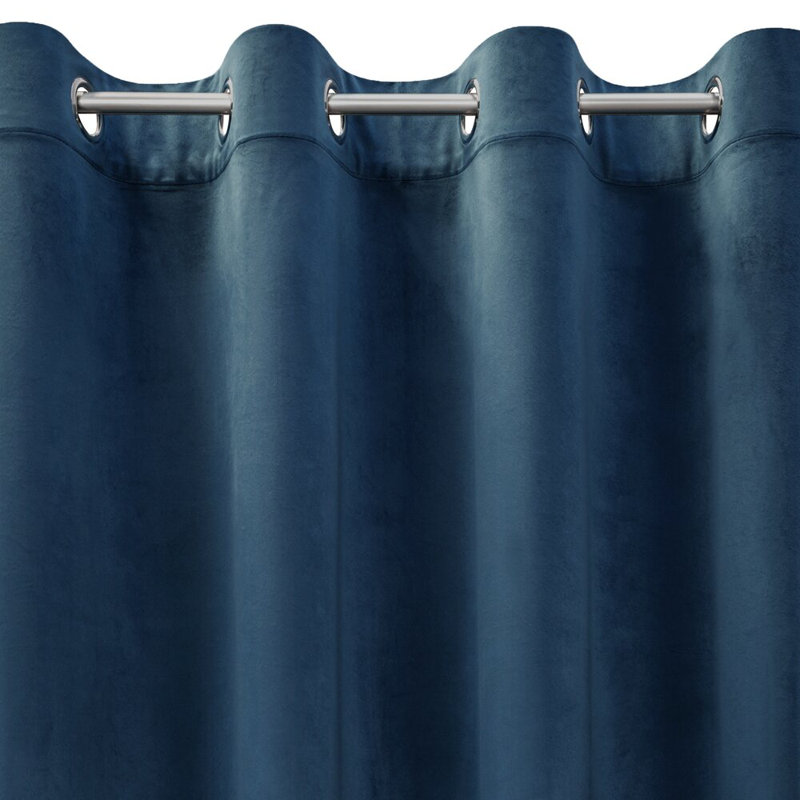 Daphne 100% Polyester Blackout Curtain Single Panel, Width 215cm x height 250cm, Navy blue