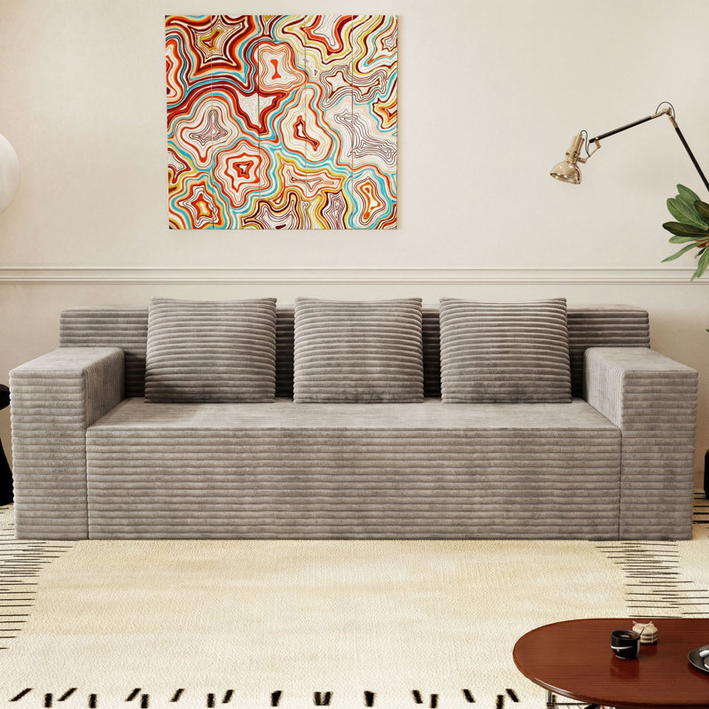 Canapé-lit 71 po, causeuse en velours côtelé sans siège avec sièges profonds, canapé à 2 places avec 3 coussins et poches latérales pour la chambre à coucher, le bureau, aucun assemblage requis