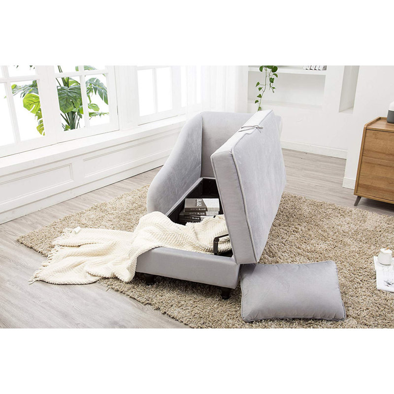 Minerva Upholstered Chaise Lounge, Gray Linen Blend