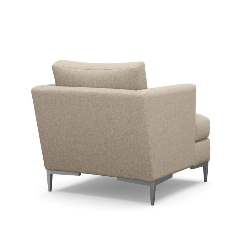 Aiden Accent Chair, Brown Polyester, Polished Stainless