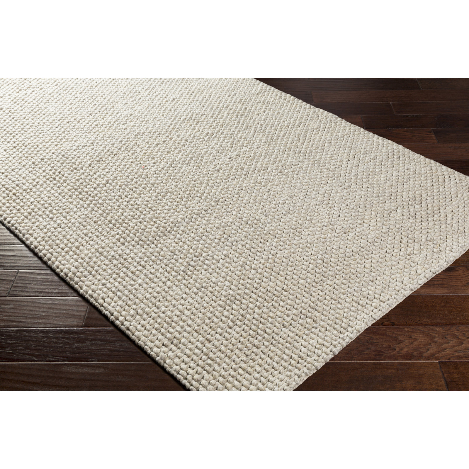Handwoven Flatweave Ivory Area Rug, Rectangle 2' x 3'