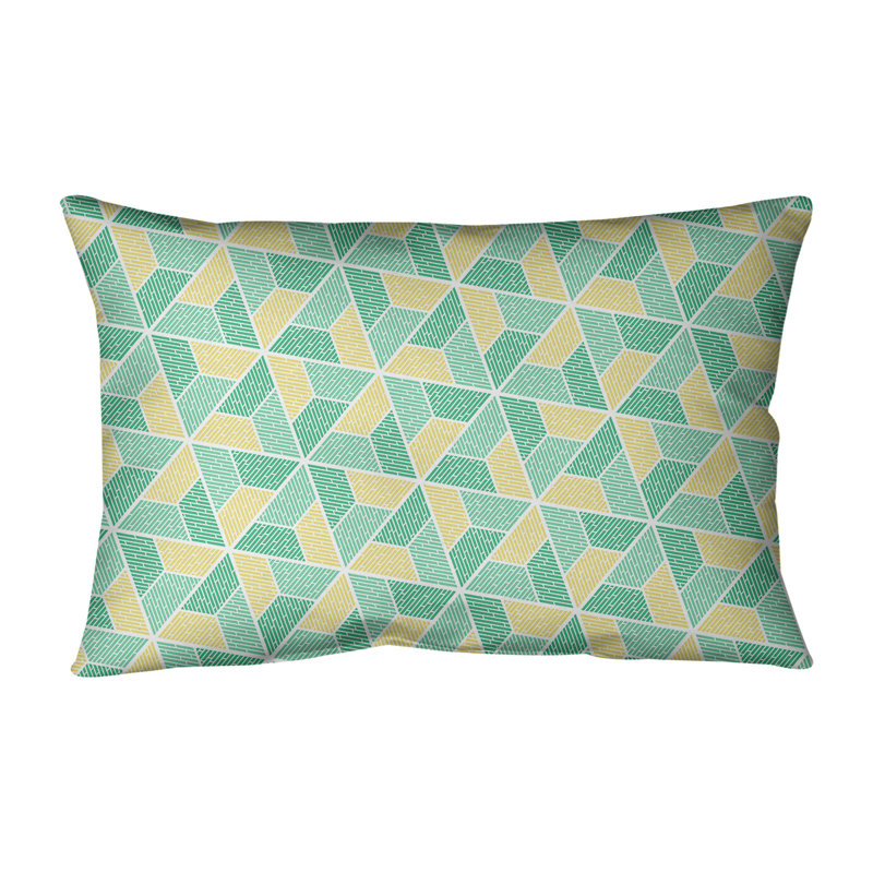 Coussin lombaire géométrique intérieur / extérieur Katelyn Elizabeth Trapezoids, Jaune / Mauve
